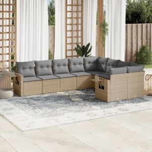 Prolenta Premium - Salon De Jardin Avec Coussins 9 Pcs Beige R&eacute;sine Tress&eacute;e - Neuf