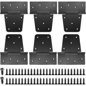 Charni&egrave;res de Porte Pliables Robustes, 6 Pi&egrave;ces, Charni&egrave;res T, Noir, pour Portes en Bois, Portail de Jardin, Charni&egrave;res Ext&eacute;rieures, avec 54 Vis - Neuf