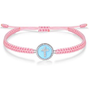 Eryi-Bracelet Cordon Porte-Bonheur, Bracelet Poisson Chrétien Pour Femme, Bijoux Argent 925 Pour Fille Cadeau Communion Baptême, Bracelet Original Fait Main - Neuf