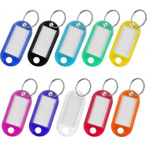 Porte-cl&eacute;s,paquet de 20 porte-cl&eacute;s Porte-cl&eacute;s avec &eacute;tiquettes &Eacute;tiquettes de nom avec anneau divis&eacute; Porte-cl&eacute;s d'identification pour bagages Nom d'animal de compagnie Memory Stick Tags-10 couleurs - Neuf