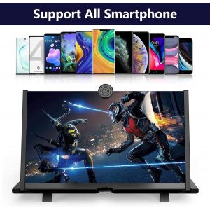 16 Pouces Agrandisseur Ecran Telephone, Loupe D'Écran 3D Hd, Anti-Bleu Loupe Ecran Smartphone Portable Pliable Pour Films, Pour Tous Smartphones (Noir)[Z545] - Neuf