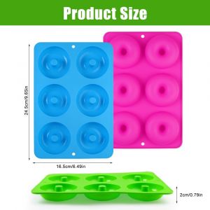SUBZONAL-3 Pi&egrave;ces 6 Cavit&eacute;s Moule Donuts Cake Factory, R&eacute;sistant &Agrave; Moule Donuts Silicone, Anti-Adh&eacute;sifs Moule A Donuts Silicone, R&eacute;utilis&eacute;es Donuts Patisserie Pour G&acirc;teaux, Biscuits (Bleu, Vert Clair - Neuf