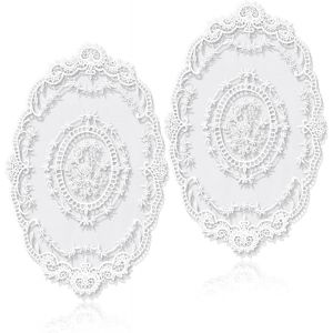 Tianyi-Lot De 2 Sets De Table En Dentelle Brod&eacute;s Fleurs, Style R&eacute;tro Ovale, D&eacute;coratifs, Lavables Au Crochet, Faits &Agrave; La Main, Blancs, Pour Cuisine Et Salle &Agrave; Manger (45 X 28 Cm) - Neuf