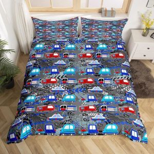 Housse De Couette X Voiture De Dessin Anim&iquest;&iquest; Parure De Lit Personnes Microfibre Doux Respiran Housse Couette Avec Fermeture &iquest;&iquest;Clair, Ensemble De Literie Avec Taie D'oreillers X Cm - Neuf