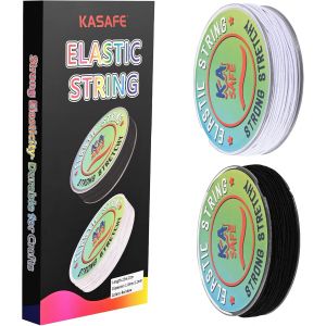 Mevronisshop-Fil Elastique Pour Bracelet 2 Rouleaux X 25m (Total 50m) - 1mm, Couleurs Noir Et Blanc, 3 Brins Latex & Polyester, Hypoallerg&eacute;nique Durable Pour Bijoux, Travaux Manuels & Bricolage - Neuf