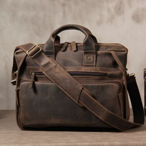 Sac d'affaires vintage pour hommes,sac à main design,étui à bombes pour ordinateur portable,cuir de cheval Elin,marque de qualité supérieure - Design4 37cm - Neuf