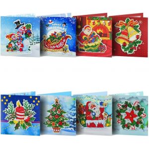 Ayuhr-5d Diy Diamant Cartes De Noël, 8 Pièces Diy Forme Spéciale Diamant Peinture Carte De Voeux Cartes Postales Pour Thanksgiving Anniversaire Noël - Neuf
