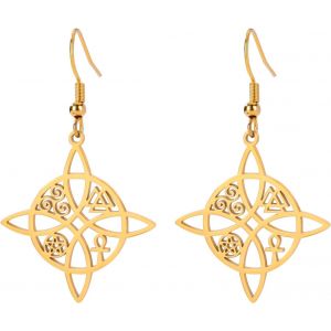 Kal-Boucles D'oreilles N?ud De Sorcière Pour Femmes Boucles D'oreilles En Acier Inoxydable Amulette Celtique Quaternaire Amulette De Sorcellerie Bijoux Cadeau Pour Femme Petite Amie Noël - Neuf