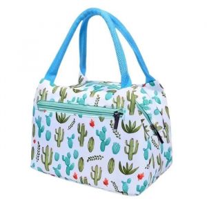 Sac &agrave; Lunch Isol&eacute; - ZGEER - Motif Cactus - Bleu - Dimensions 16x21,5x13,5 cm - Pour EnfantsBleu - Neuf