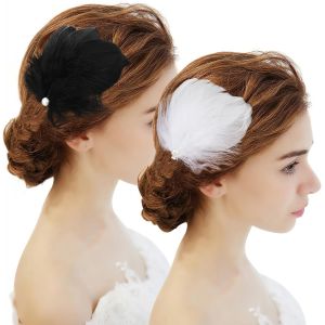 4 Pi&egrave;ces Rose Plume Pinces &Agrave; Cheveux Plume Coiffe Accessoires Pour Cheveux Pour Femmes Filles, Perle Postiche Pour Carnaval Costume, Mari&eacute;e Mariage F&ecirc;te Cosplay - Neuf