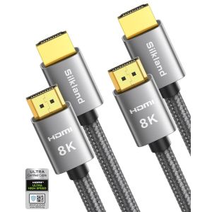 C&acirc;ble HDMI 2.1 8K 1m, Lot de 2 Certifi&eacute; C&acirc;ble HDMIeARC pour barre de son 48Gbps, 4K@120Hz, 2K@240Hz/144Hz, 8K@Hz, HDR10, Dolby Atmos, HDCP 2.3 pour PS5, Fire TV, HDTV, ordinateur portable - Neuf