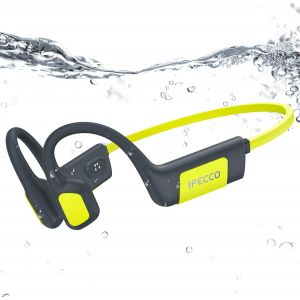 MEVRONISSHOP-IFECCO Casque Conduction Osseuse Natation, IP68 Ecouteur Piscine pour Nager Bluetooth 5.4 Oreille Ouverte avec Micro, Lecteur MP3 32 Go de M&eacute;moire pour Natation, Course &agrave; Pied, Cyclisme - Neuf