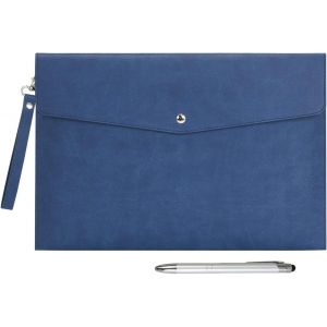 Porte-Documents Multifonction A4 En Simili Cuir - Porte-Documents Pour Papier À Lettres Et Organisateur De Papeterie, Étui Pour Tablette (Bleu Foncé) - Neuf