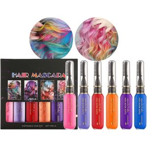 Sept-Coloration Instantanée Pour Cheveux, 6 Couleurs, Mascara Temporaire Pour Filles Et Femmes, Lavable, Craie, Arc-En-Ciel, Pour Carnaval, Halloween, Cosplay, Fête, Anniversaire (A) - Neuf