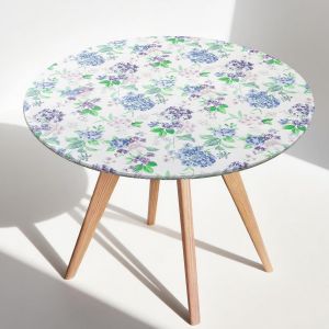 SJZG-Nappe Ronde 110 Cm - Avec &Eacute;lastique - Nappe De Jardin - R&eacute;sistante Aux Intemp&eacute;ries - Protection De Table Pvc, Nappes Exterieur Impermeable Jardin,Hortensia - Neuf