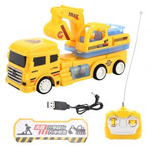 Voiture Telecommandee Pour Enfants, Jouet D'ingenierie, Camion Pelleteuse Rc Avec Musique Et Lumiere - Neuf
