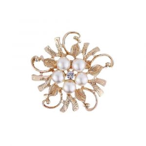 &Eacute;l&eacute;gante Perle D'imitation Florale En Cristal Broche Broche Pour Le Mariage De La Mari&eacute;e, Bijoux De Mode, Style Vintage, Couleur Blanche, 3 Pouces - Neuf