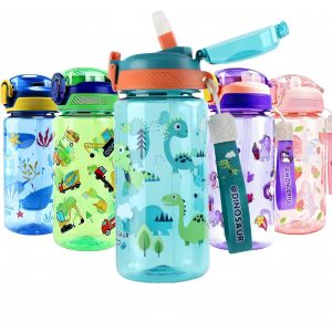 Jexnovashop-Gourde Enfant, 600ml Robuste Et Incassable, Anti Fuite Avec Paille, Sans Bpa, Belle Portable Gourde Fille Et Garcon Adapt&eacute;e Aux Voyages Scolaires - Neuf