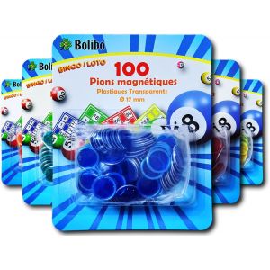 Loto Magn&eacute;tique-100 Pions Magn&eacute;tiques-17 Mm De Diam&egrave;tre-Coloris Au Choix-Bleu,Orange,Jaune,Vert,Rouge,Violet-Bingo (Bleu) - Neuf