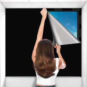 Kalanka-Lalago 100x145cm Volet Interieur Fenetre Sans Percage Avec 35 Velcros Et 6 Ventouses, Film Store Occultant Fen&ecirc;tre Pour Velux De Toit, 100% Blackout Mat&eacute;riau Rideau Occultant Pour B&eacute;b&eacute; Chambr - Neuf