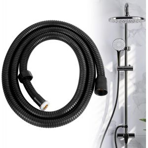 KGABERY-Tuyau De Douche Universel-1,5 M-Protection Anti-Torsion-Flexible-Pour Douchette À Main-Noir - Neuf