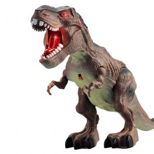 Jouet électronique de marche en forme de dinosaure pour enfants, cadeau éducatif interactif, poupée mobile pour bébé avec sons, marron - Neuf
