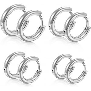 Kal-Boucles D'oreilles En Or Pour Femme 12/14/16/18 Mm Boucles D'oreilles Hypoallergéniques Boucles D'oreilles Créoles En Acier Inoxydable Pour Hommes, Femmes, Garçons Et Filles - Neuf