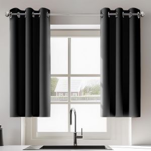 Chenquansarl-Lot De 2 Panneaux De Rideaux Occultants &Agrave; Isolation Thermique Avec ?illets Pour Fen&ecirc;tre De Chambre &Agrave; Coucher Et Salon Noir 106,7 X 114,3 Cm De Long - Neuf