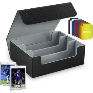 Bo&icirc;te &Agrave; Cartes Pour Mtg,Trading Card Storage Box Contenir &Agrave; 1800+ Cartes Sans Pochette Avec 8 Compartiment,Bo&icirc;te &Agrave; Rabat Magn&eacute;tique Avec Cuir Pu Pour Cartes Magic Tcg (Noir+Gris,1800+) - Neuf