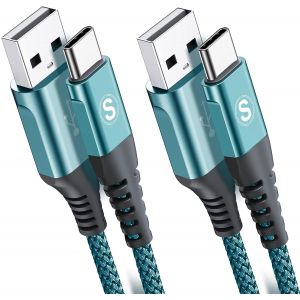 Thef-Câble Usb C [2m+3m,Lot De 2] Câble Usb Type C Charge Rapide Nylon Câble Pour I Phone16&15 Pro Max,Samsung Galaxy S24/S23/S22/S21/S20/S10, So Ny Xperia, Huawei P50/P40,Xiaomi,Google Pixel, Lg - Neuf