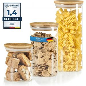 Bocaux De Stockage En Verre Borosilicaté Contenants En Verre Bocal De Conservation Avec Couvercle En Bambou - Neuf