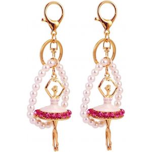 KAL-Porte-Cl&eacute;s Ballerine,2 Pi&egrave;ces Mignon Ballet Danse Fille Pendentif Ballerine Danseuse Femme Fille Danse Porte-Cl&eacute;s Sac Pendentif Porte-Cl&eacute;s De Voiture Pour Femmes Filles - Neuf