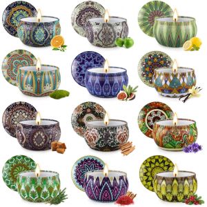 Bougies Parfumées de Cadeau Ensemble, 6 Boîtes Géométriques, 2.5oz Cire De Soja, Aromathérapie Bougies pour la Fête des Mères, Noël, Anniversaire, la Saint Valentin, L'aromathérapie, Mariage Bath Yoga - Neuf