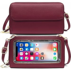 CAUC-Sac T&eacute;l&eacute;phone Portable Femme Portefeuille RFID Blocage Sacs Bandouli&egrave;re Femme Pochette Telephone Portable &agrave; &Eacute;cran Tactile Petit Sac &agrave; Bandouli&egrave;re pour T&eacute;l&eacute;phone avec Bandouli&egrave;re et Dragonne - Neuf