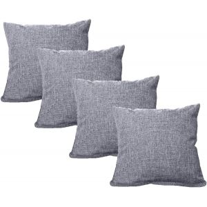 Lot de 4 Draps Carres Decoratifs, Housses de Coussin 45 x 45 cm avec fermeture a Glissiere Invisible pour Canape-Lit Voiture Bureau Gris - Neuf