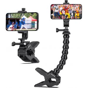 Support Téléphone à Col de Cygne Pince Fixation Pieds Flexible Bras Compatible avec iPhone 16 15 14 Pro Max Plus 13 12 11 SE XS XR X 8 7 6 Samsung GoPro et Tous Les Appareils 4-7 - Neuf