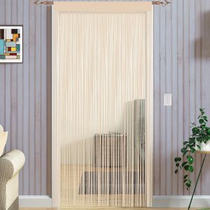 Eryi-Rideaux À Cordes Style Spaghetti Faits À La Main - Divise-Pièces Multifonctions - Grillage-Moustiquaire Pour Fenêtres Et Portes, Beige, 90x200cm - Neuf