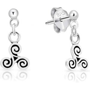 Cmjaagur-Petits Clous D'oreilles Pendants En Argent Fin 925, Plaqué Or Jaune Ou Or Rose Avec C Ique Triskel - Diamètre 6 Mm - Longueur 13 Mm[M1433] - Neuf