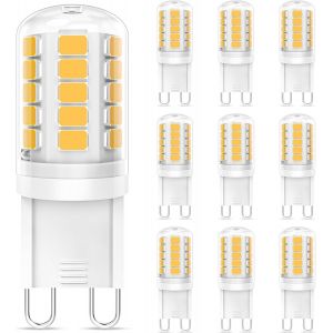 Ampoules Led G9, 3w Equivalent 30w Halog&egrave;ne Lampe, Blanc Chaud 2700k 360lm Sans Scintillement Ac/Dc 220-240v Pour Chambre Salon Cuisine Jardin, Non Dimmable, Lot De 10 - Neuf