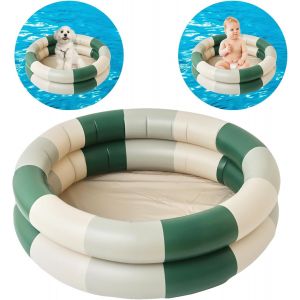 Kal-Piscine Gonflable Pour Enfants, 2 Anneaux Avec Sécurité Gonflable, Avec Fond De Bulle De Sécurité Gonflable, Pour L'intérieur, L'extérieur, Les Filles, Les Garçons (Vert) - Neuf