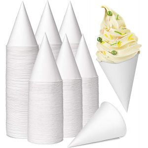 Kal-200 Pièces Tasses À Cône En Papier 130ml Tasse De Cône De Neige Gobelets En Papier Étanches Pour Slush Crème Glacée Rasée Sorbet Eau - Pour Distributeur Bureau Maison Mariage Fête (Blanc) - Neuf