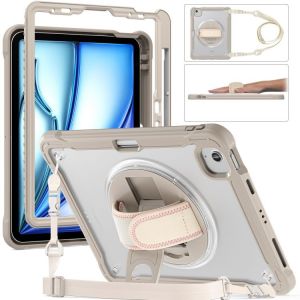Coque Hybride Robuste Pour Ipad Air 11 (2024/2025) Avec Poignée Et Sangle - Kaki - Neuf