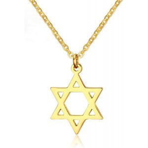 Kal-18k Plaqu&eacute; Or Megan &Eacute;toile De David Pendentif Colliers, Six Pointes Megan Star Juif Isra&euml;l Bijoux Pour Femmes Hommes Bijoux Hip Hop (Or) - Neuf
