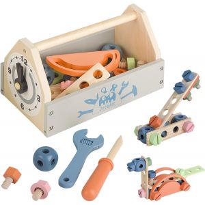 Boîte à outils en bois pour tout-petits, jouets éducatifs pour enfants, jouets, accessoires de jeux, cadeau créatif pour enfants à partir de 3 ans, garçons et filles.[G356] - Neuf