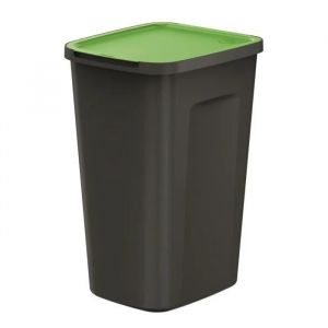 Poubelle 50 litres, dimensions 39x34x58 cm, pour le tri des déchets, verte, avec couvercle d'ouverture en plastique léger, modulable - Neuf