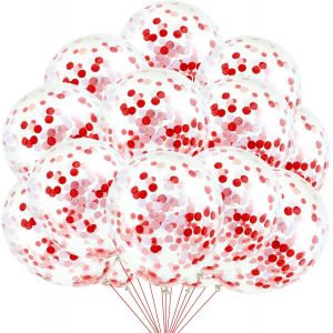 ChicSlick-Lot De 20 Ballons À Confettis Rouges Et Blancs Pour Décoration De Carnaval - Cirque - 30,4 Cm - Confettis Rouges Et Blancs - Ballons Rouges Et Blancs - Ballons À L'Hélium - Décorat[X2693] - Neuf
