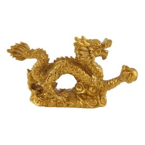 Zodiaque Chinois Dragon Dor&eacute; Statue D&eacute;coration Animale D&eacute;coration Int&eacute;rieur - Neuf