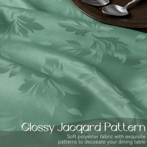 Petite Nappe Ronde 120 Cm Menthe Verte,Moderne Et Chic En Jacquard Floral,Imperméable,Facile À Entretenir,Pour Fêtes Printanières En Jardin, Pâques, Goûters De Thé En Extérieur,Table Basse - Neuf