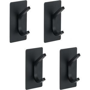 4 Pi&egrave;ces Crochet Adh&eacute;sif, Porte-Serviettes Muraux Autocollants, Porte Manteau Adh&eacute;sif en Acier Inoxydable, Accroche Tableau sans Per&ccedil;age, Crochet Autocollant en Acier Inox, Dor&eacute; et Noir - Neuf