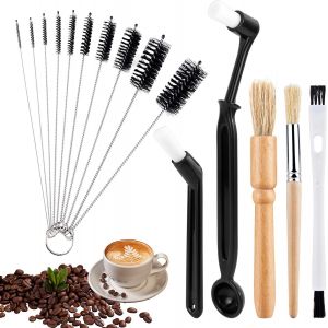 CMWS-Brosse pour Moulin à Café,15 Pièces Brosse de Nettoyage pour Machine à Café Brosse à Expresso en Nylon pour Moulins à Café Machines à Expresso Outils à Café - Neuf